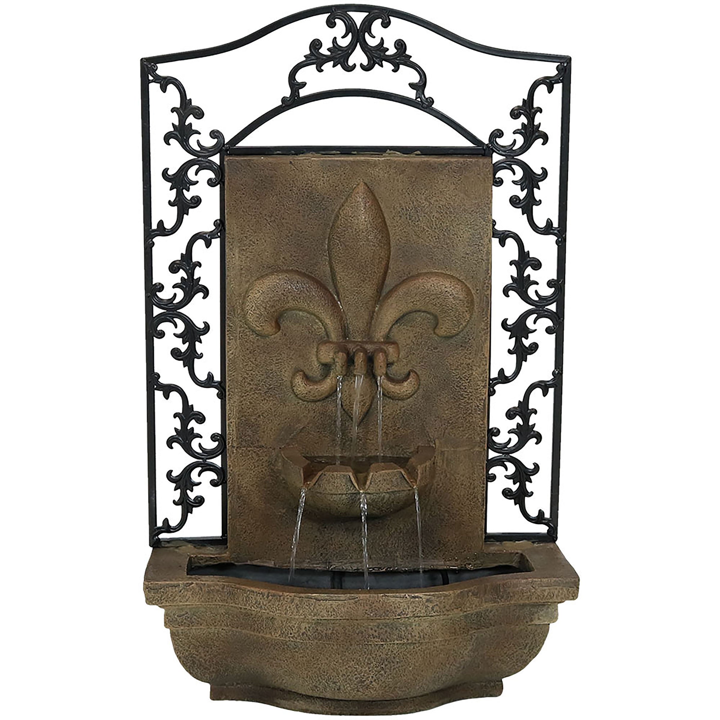 Sunnydaze French Lily Solar Wall Fountain with Battery Backup
