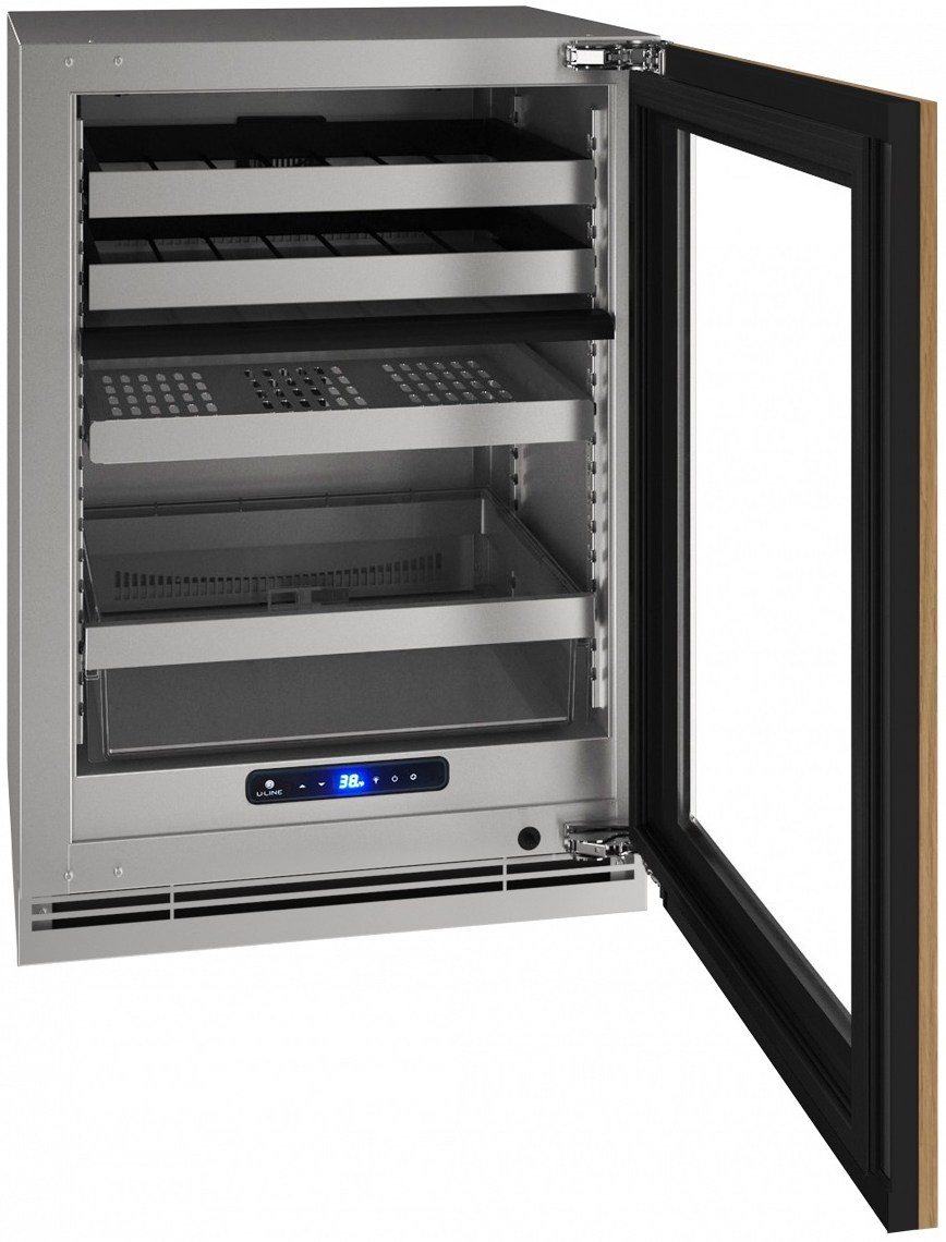 U-Line 24 Inch 5 Class Dual Zone Beverage Center with Glass Door