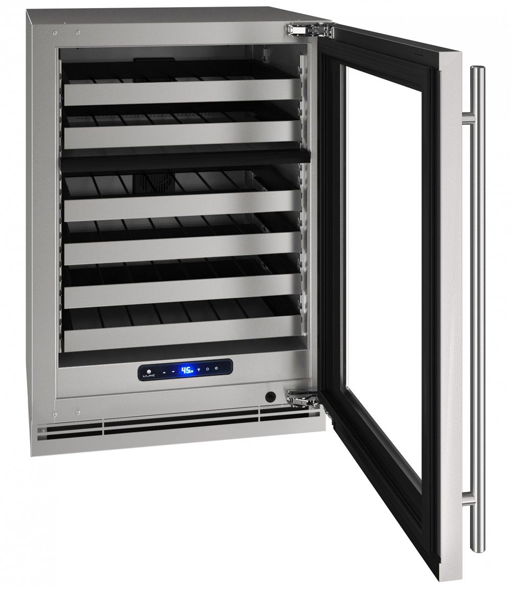 U-Line 24 Inch 5 Class Dual Zone Locking Wine Refrigerator with Glass Door