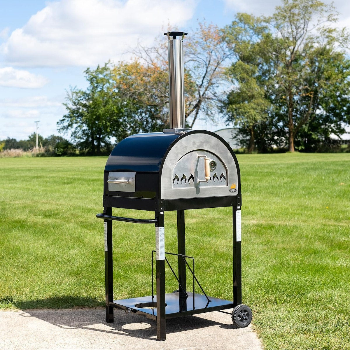WPPO 25 Inch Hybrid Wood or Propane Fire Pizza Oven Cart