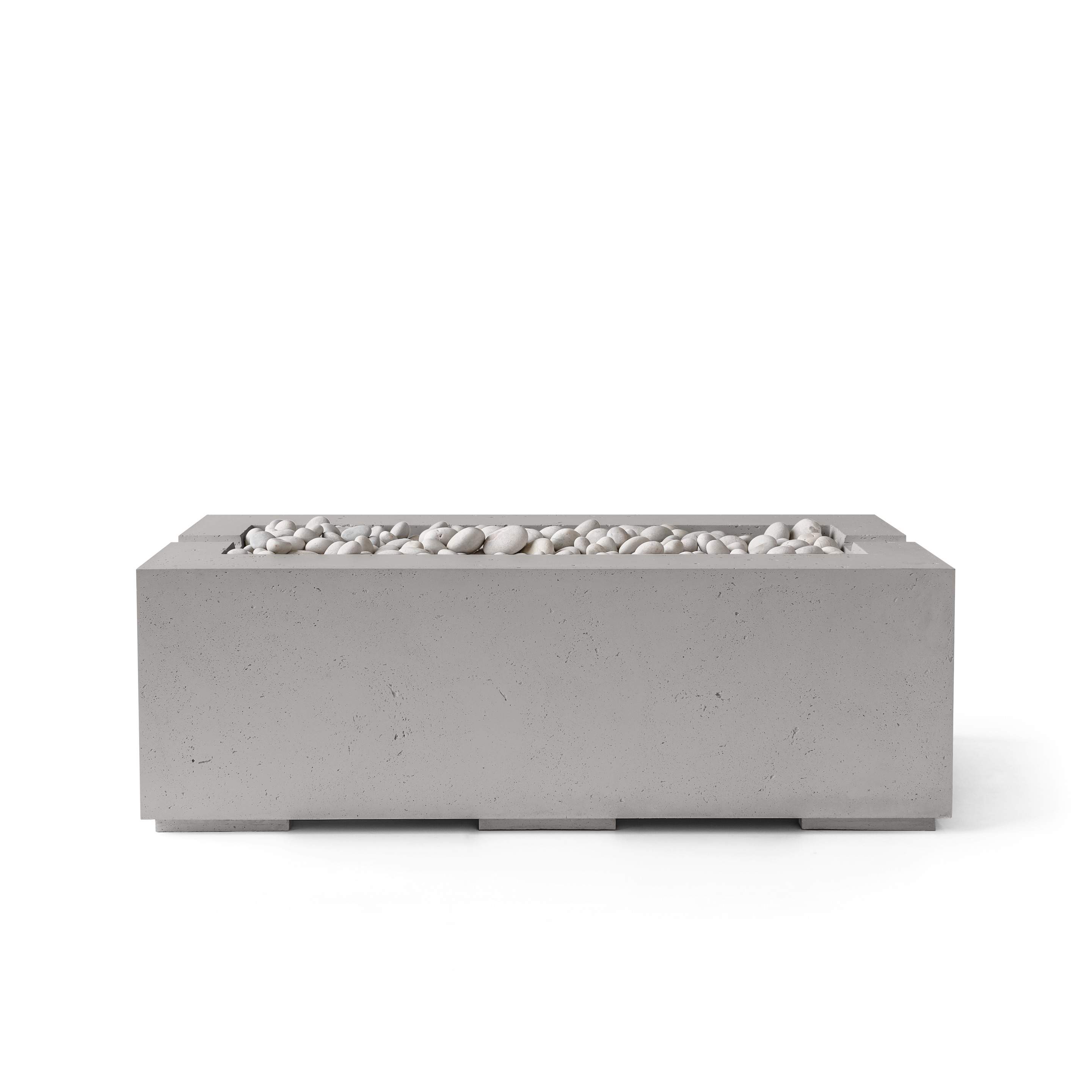 Dekko Avera 48 Inch Lightweight Concrete Gas Fire Pit - Match Lit Ignition