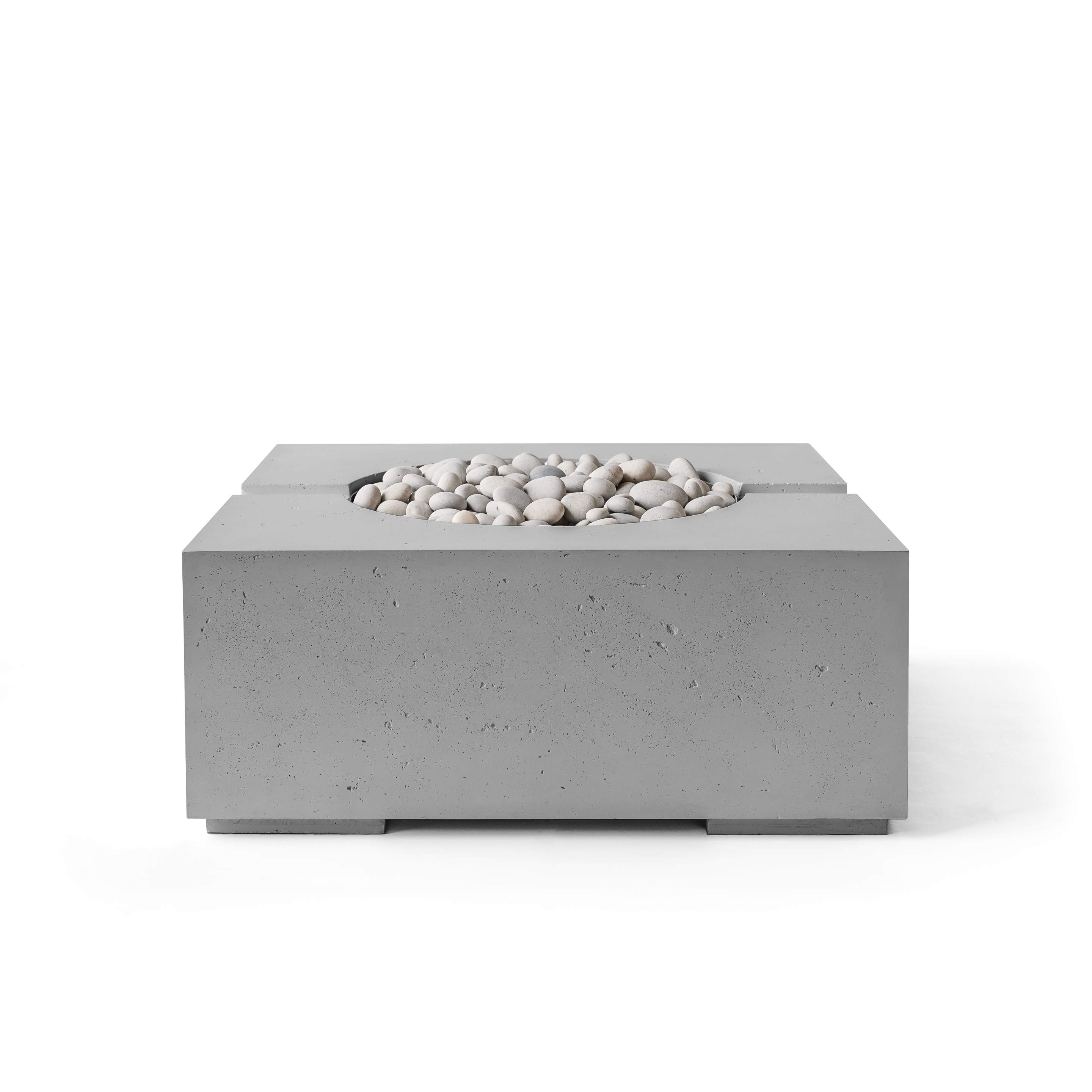 Dekko Bravo 32 Inch Lightweight Concrete Gas Fire Pit - Match Lit Ignition