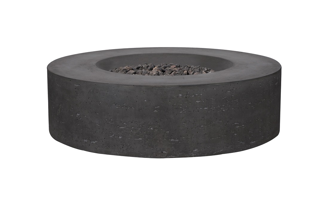 PyroMania Fire Features 41 Inch Genesis Round GFRC Gas Fire Table - Push Button Ignition