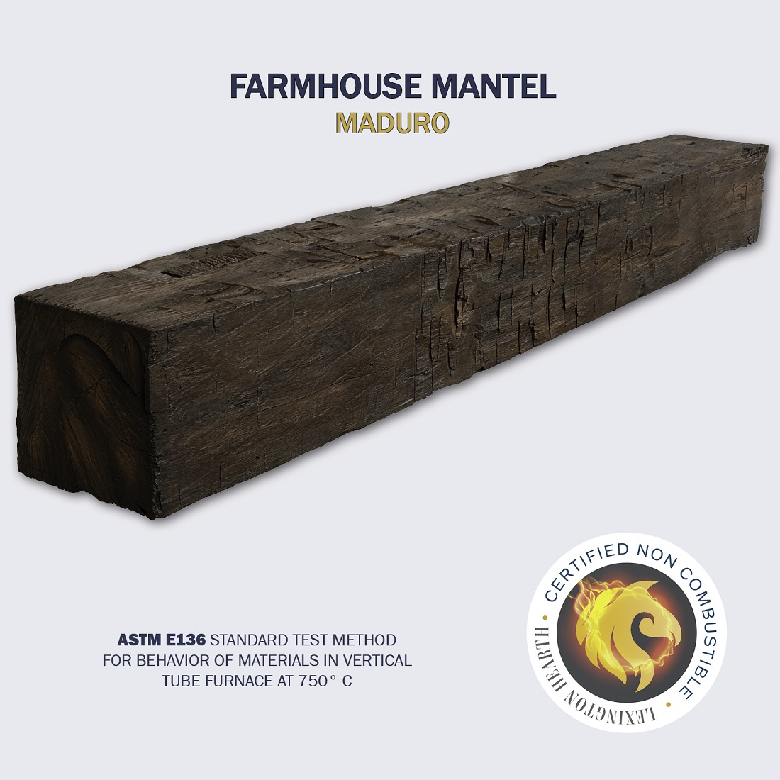 Lexington Hearth 6 Foot Farmhouse Non-Combustible Mantel Shelf