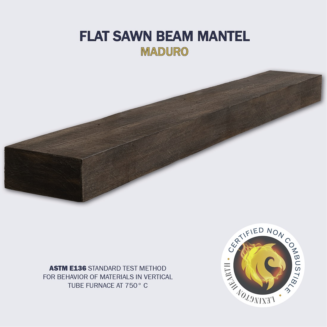 Lexington Hearth 6 Foot Flat Sawn Beam Non-Combustible Mantel Shelf
