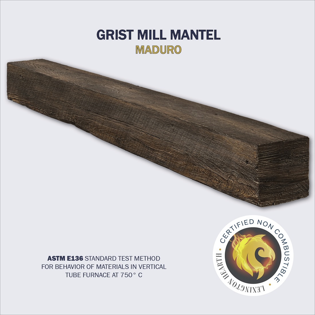 Lexington Hearth 5 Foot Grist Mill Non-Combustible Mantel Shelf