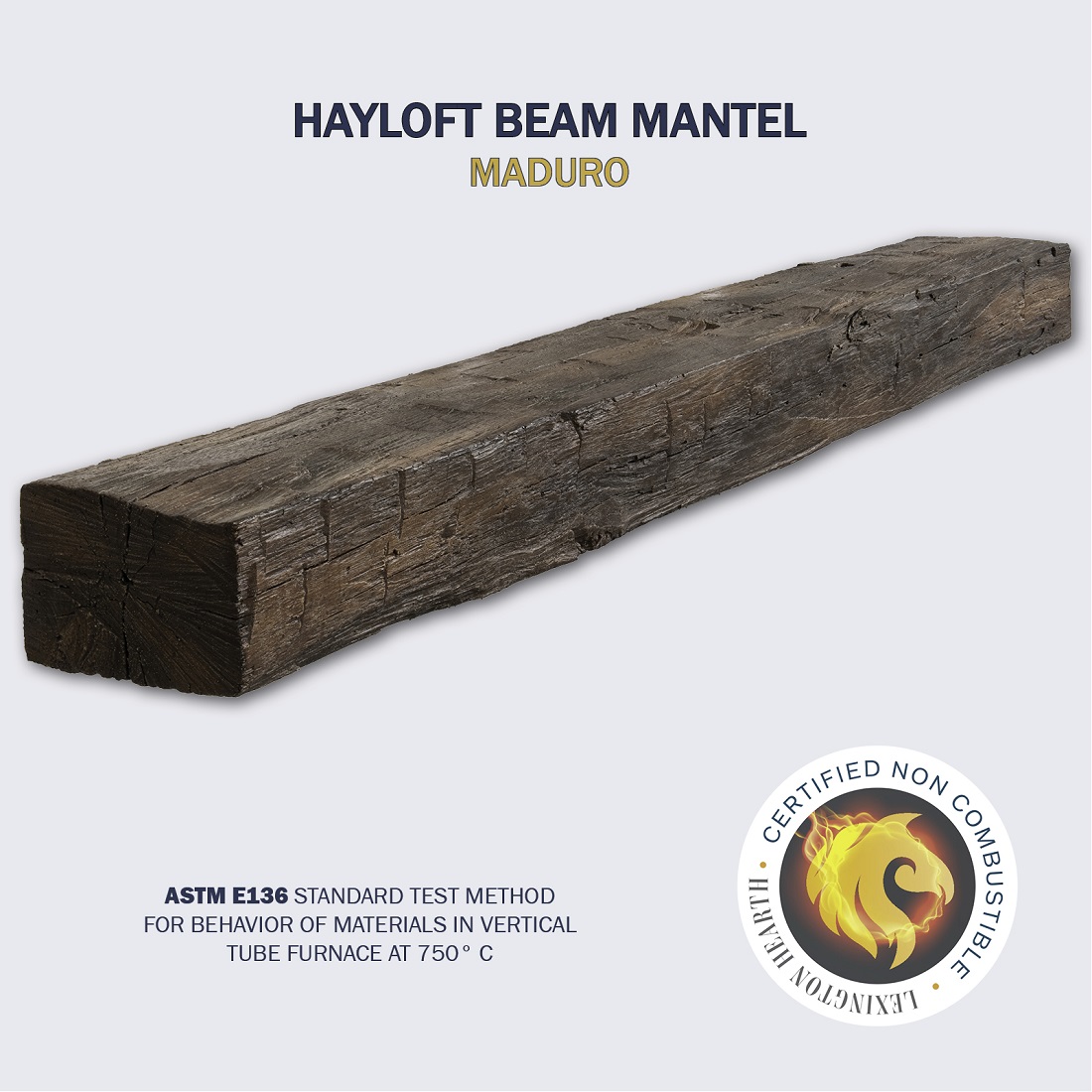 Lexington Hearth 6 Foot Hayloft Beam Non-Combustible Mantel Shelf