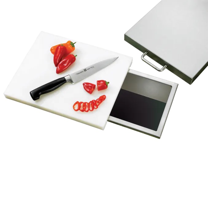 TrueFlame 11 Inch Updated Outdoor Kitchen Trash Chute and Cutting Board Combo
