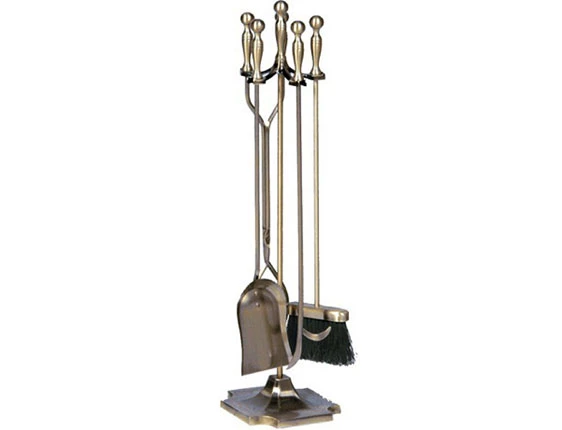 Uniflame antique brass fireplace tool set
