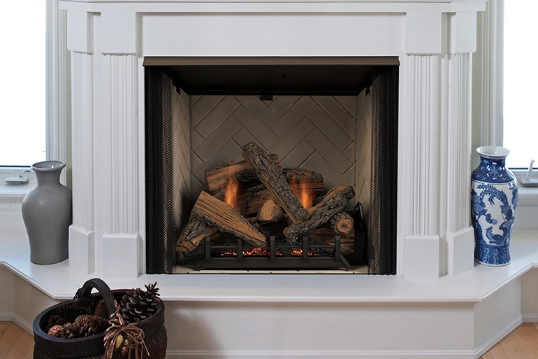 Fireplace log view types: standard vs see-through.