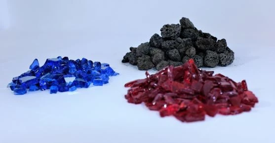 Fire Pit Glass and Rocks