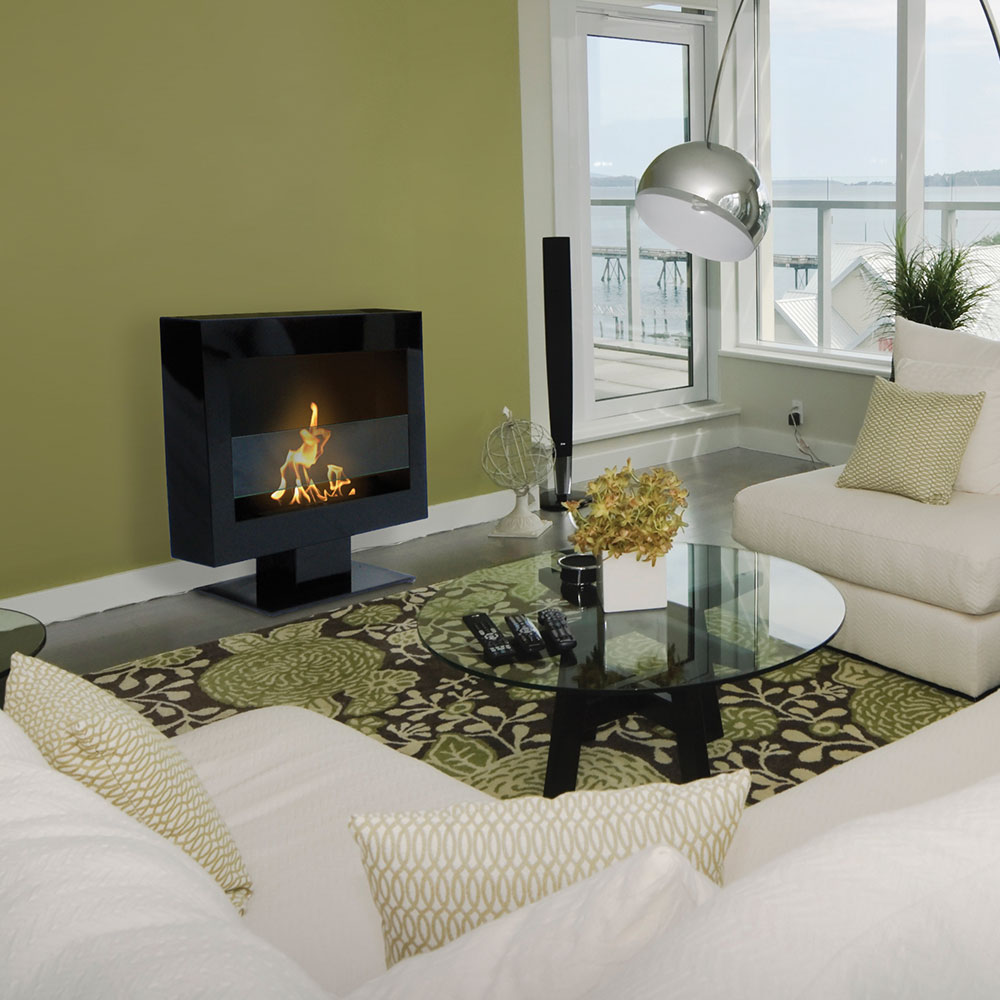 Free-standing fireplace example