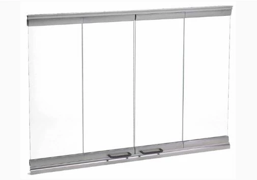 Fireplace doors on prefabricated unit
