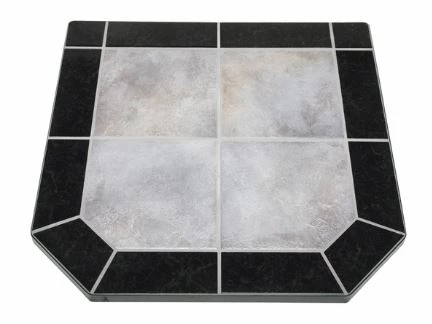 Stove board protecting floor beneath a wood stove