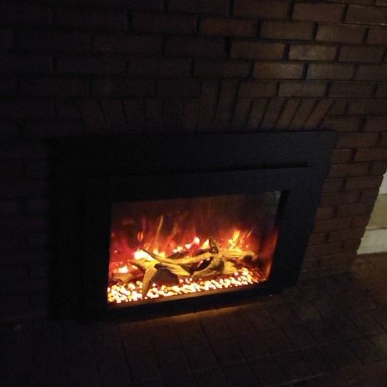 Amantii 34 Inch INSFM Black Steel Electric Fireplace Insert (Modern)